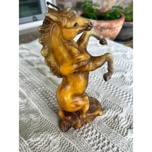 Vintage Mid-Century Rearing Stallion Horse Statue Candle - 8" Unused
